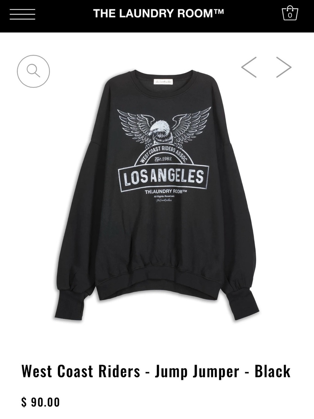 The Laundry Room Black Los Angeles Eagle Graphic Crewneck Sweater